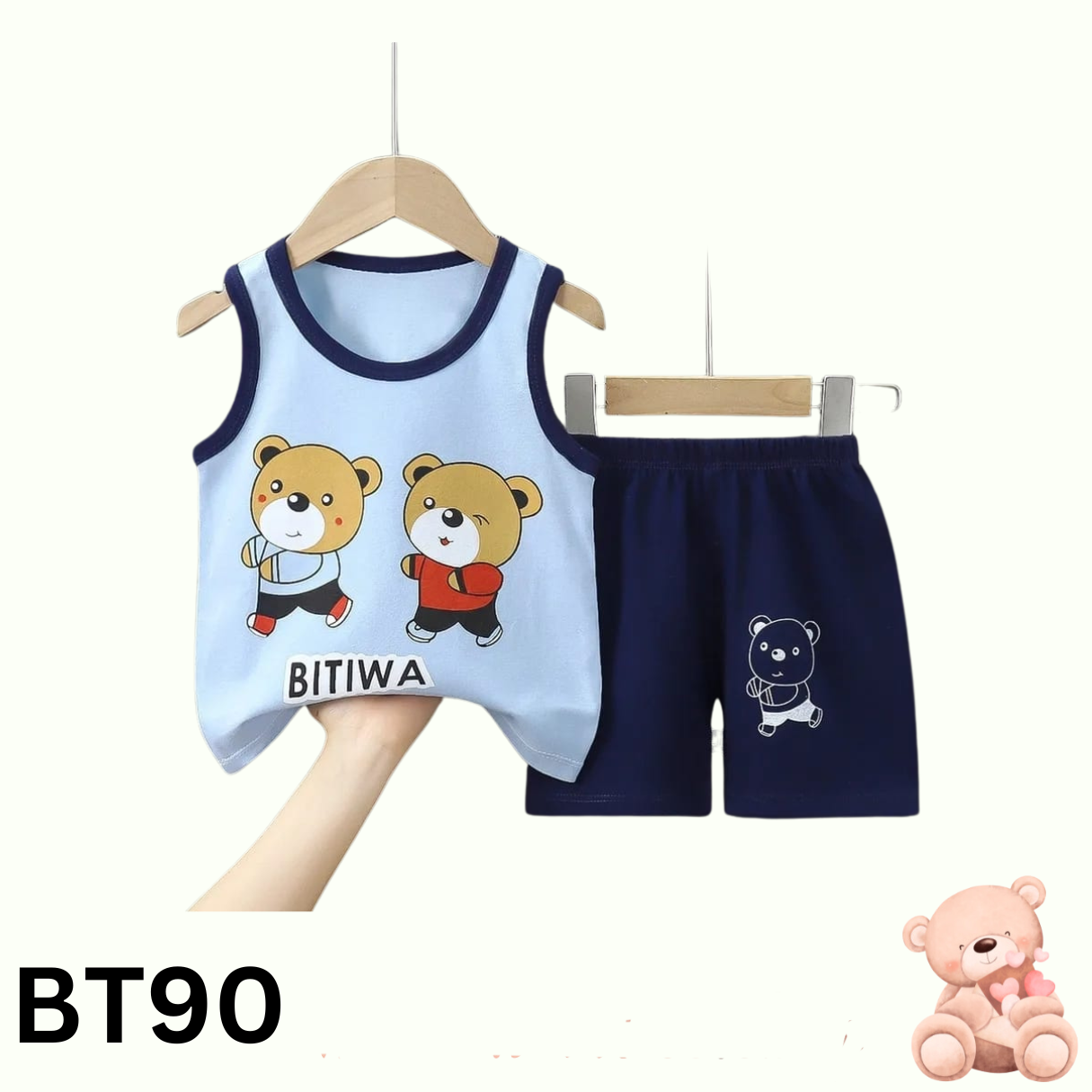 Baby Sleeveless T-Shirt Set(blue)