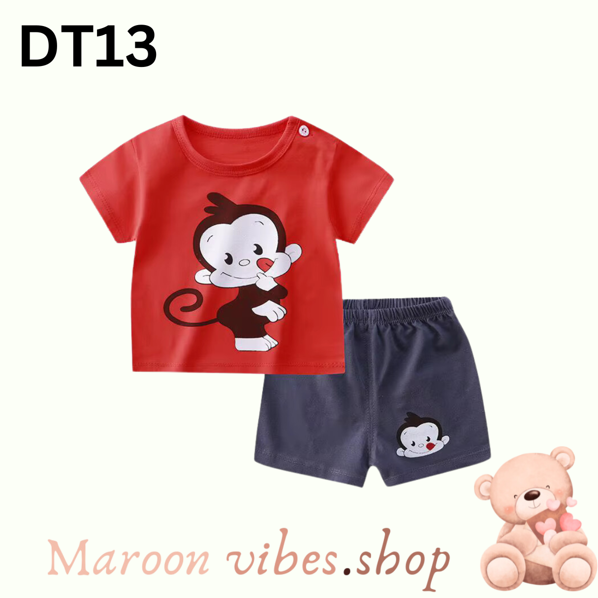 Baby short sleeve t-shirt set(Red and Navy blue)