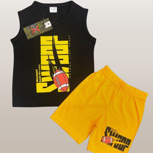 Baby sleeveless t-shirt set(Neon green and black)