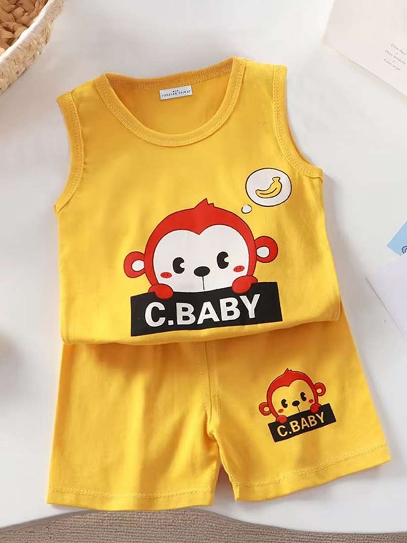Baby short sleeveless t-shirt set(Yeallow)