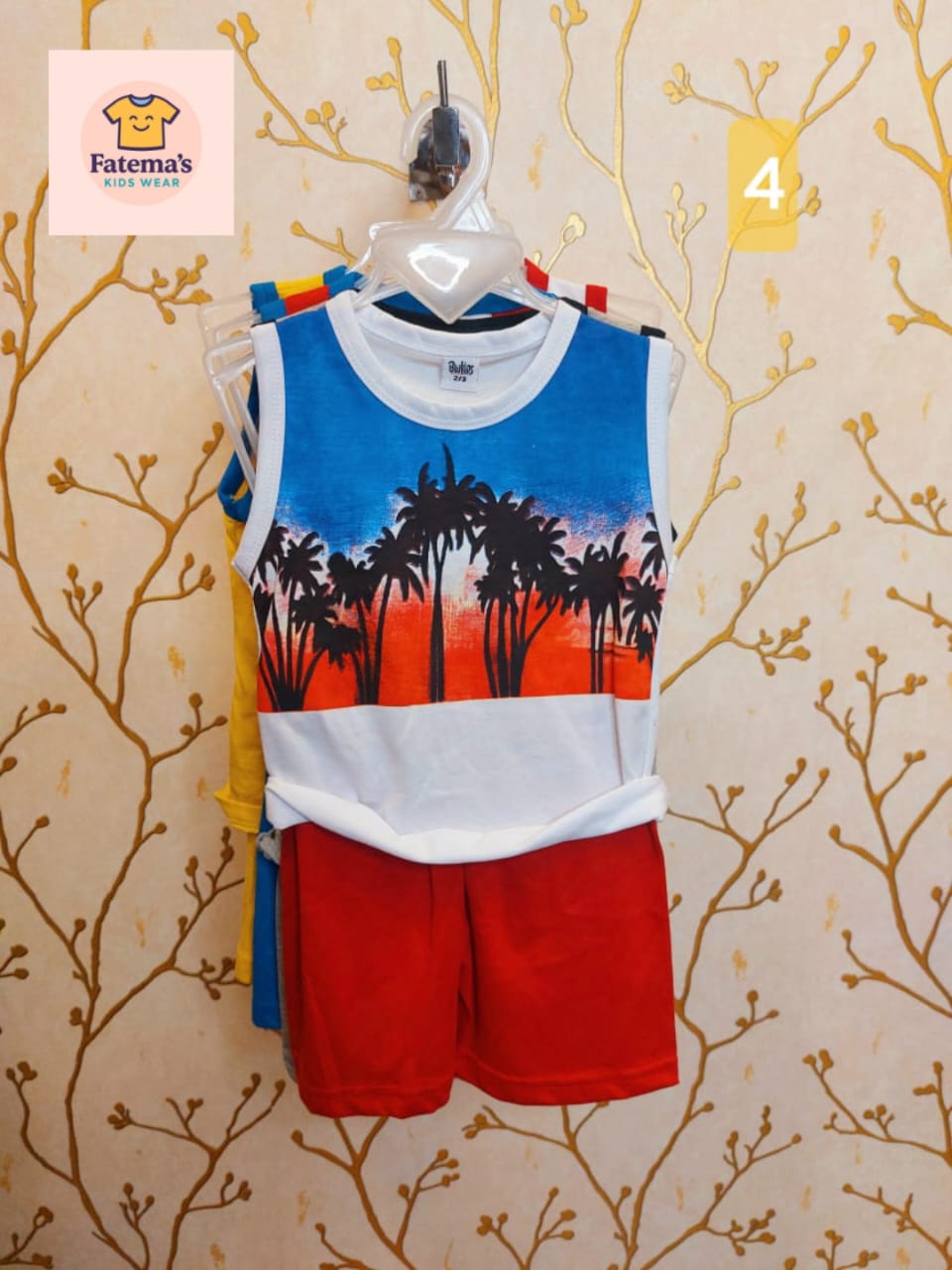 Baby Sleeveless T-Shirt Set(white and Red)