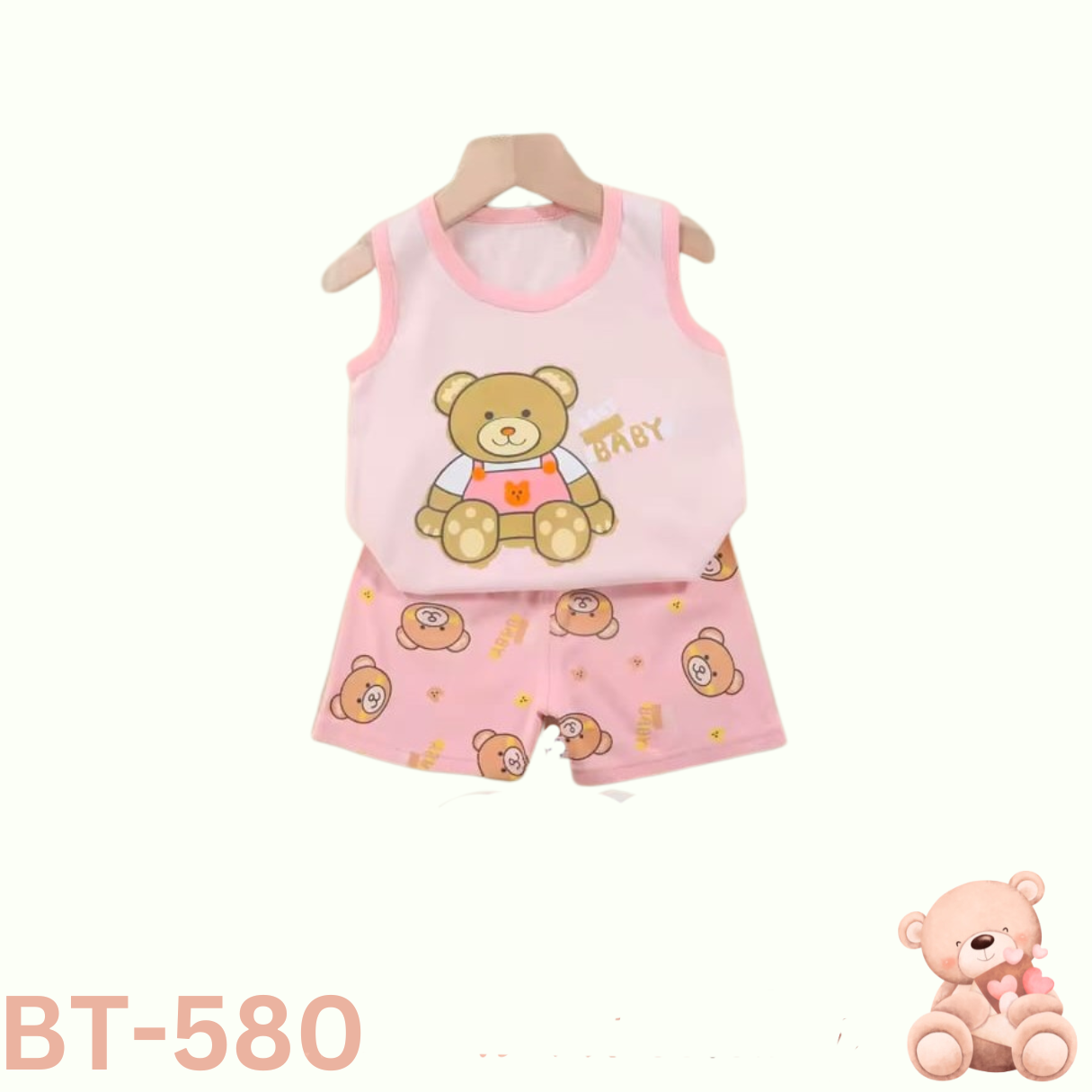 Baby sleeveless t-shirt set(Pink)
