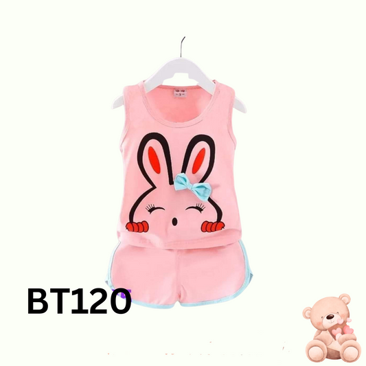 Baby  Sleeveless T-Shirt Set(pink)