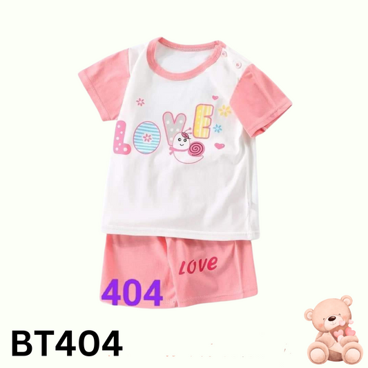 Baby Short Sleeve T-Shirt Set (White and Pink)