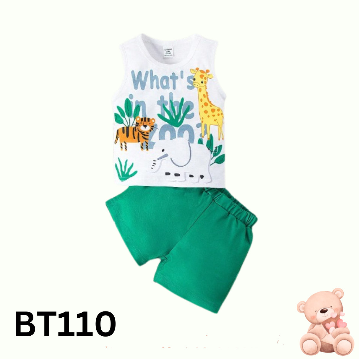 Baby  Sleeveless T-Shirt Set(Green)