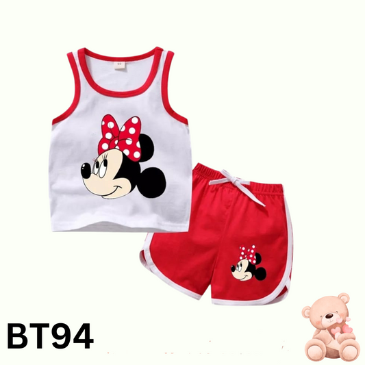 Baby  Sleeveless T-Shirt Set(white and Red)