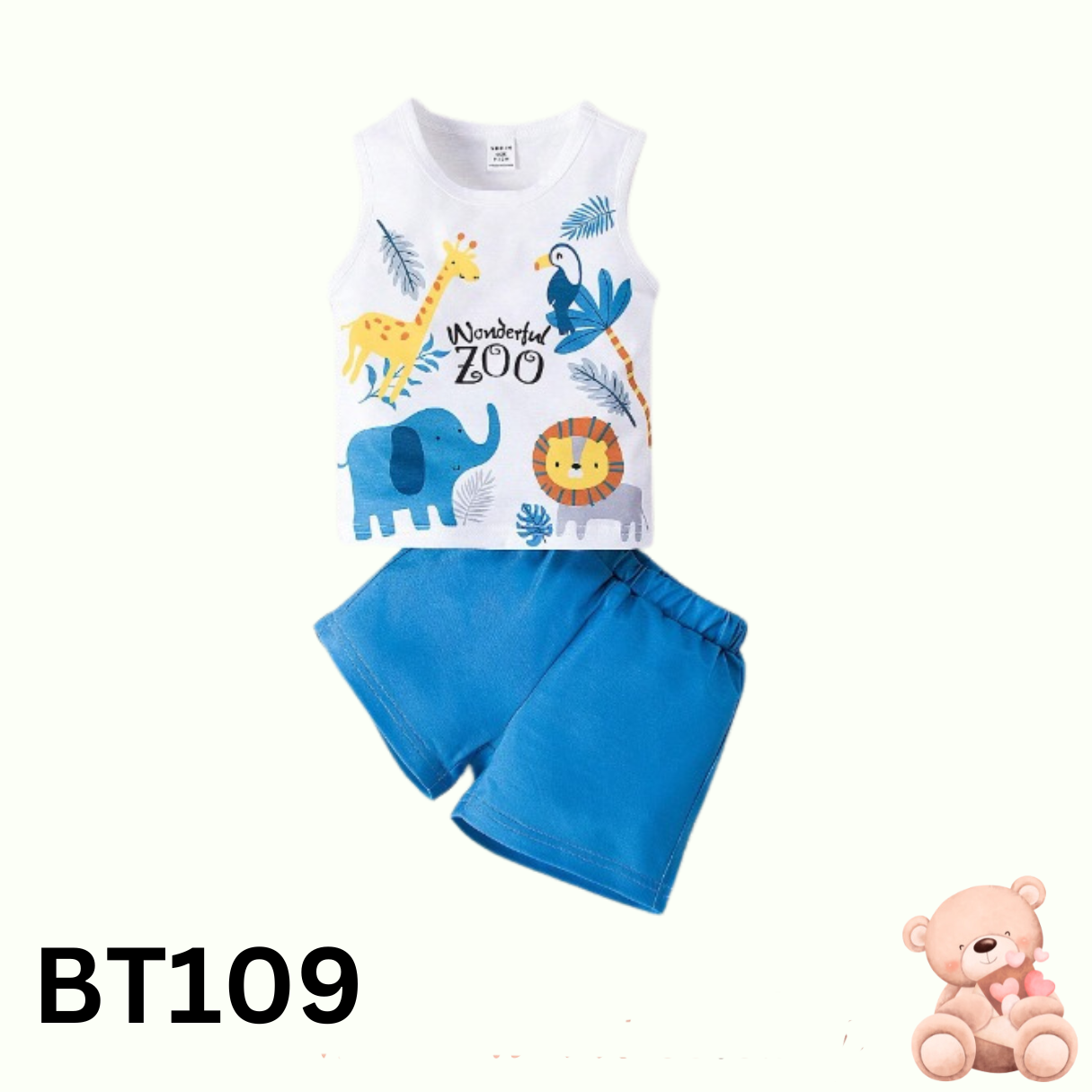 Baby  Sleeveless T-Shirt Set (Blue)