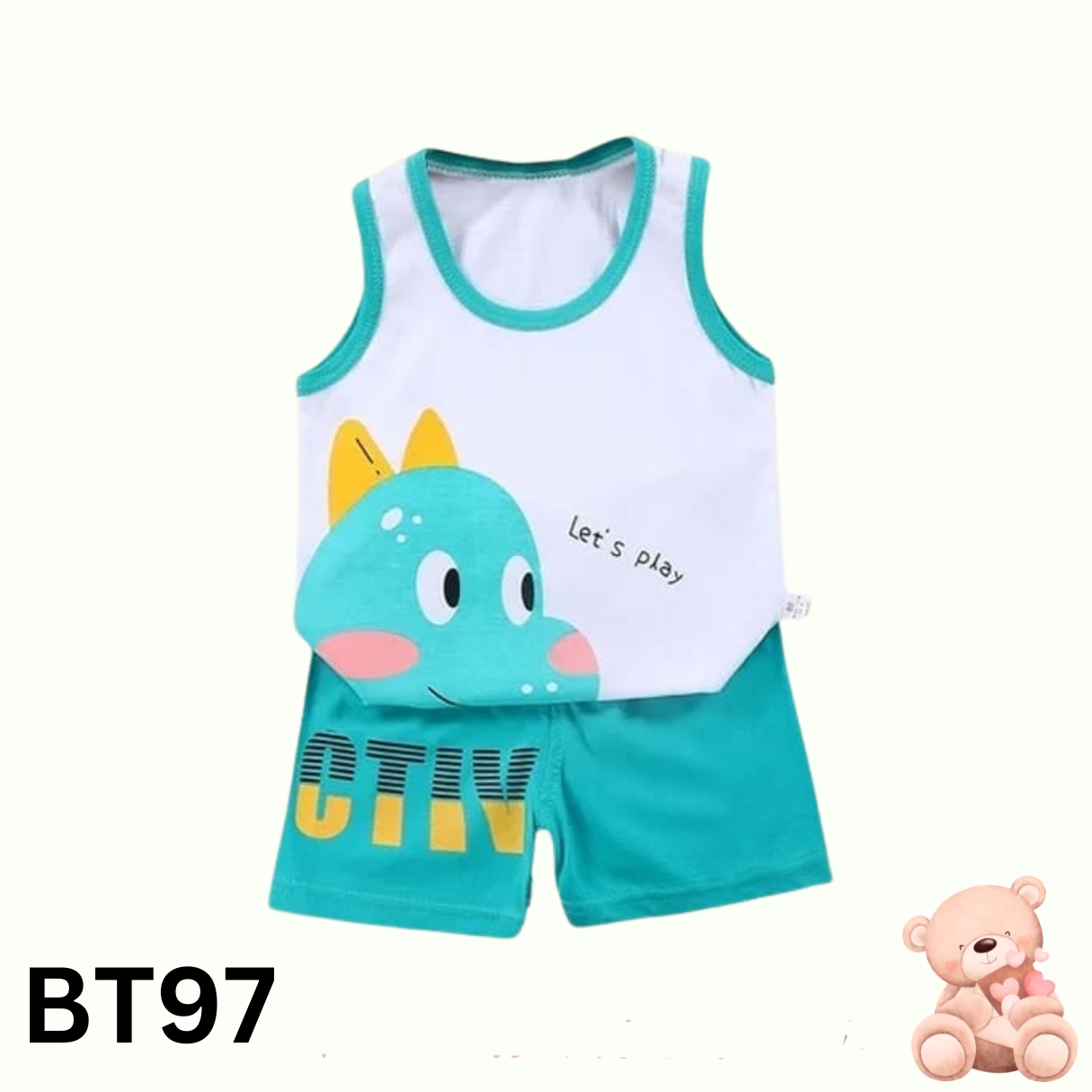 Baby  Sleeveless T-Shirt Set(white and Paste)