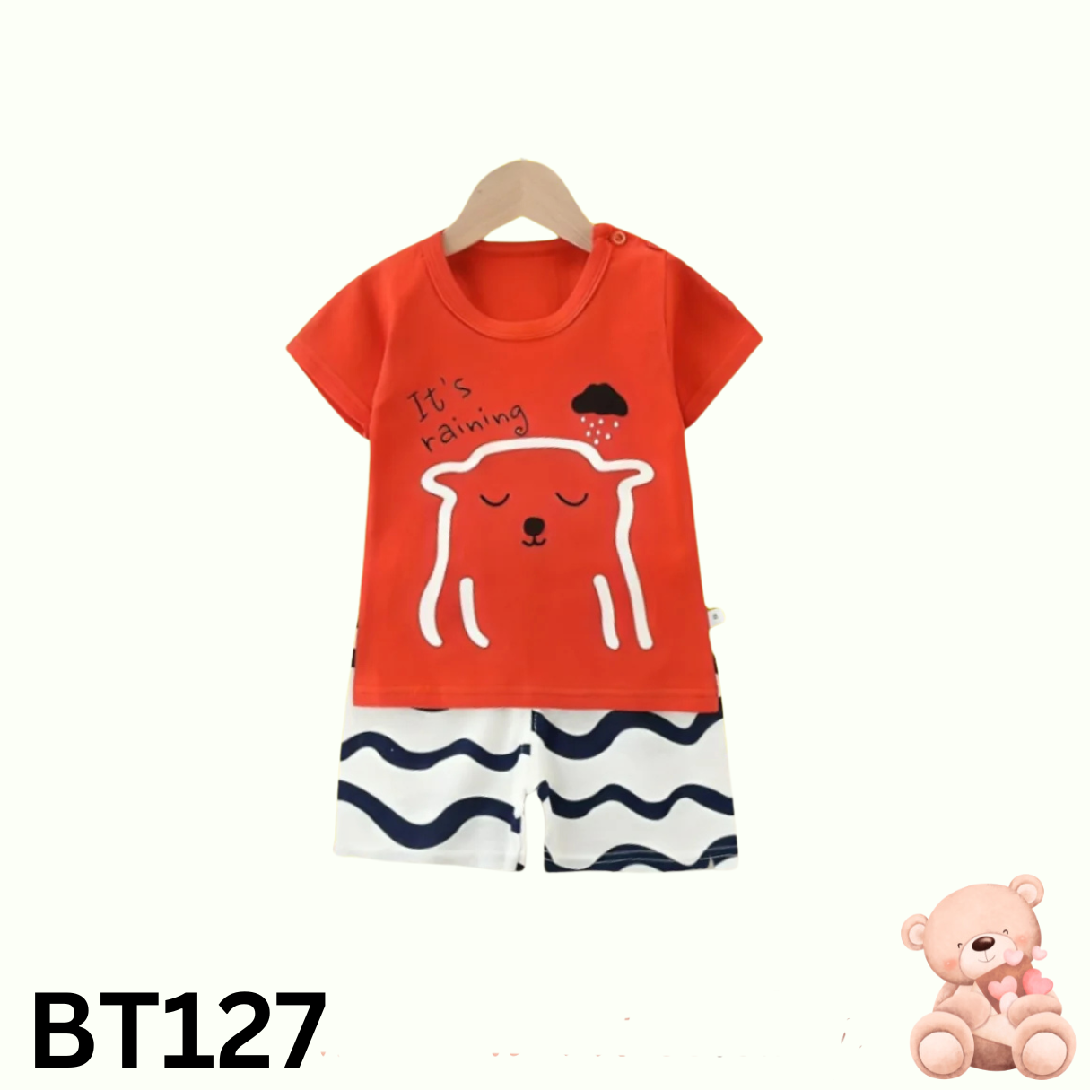 Baby Short Sleeve T-Shirt Set(Red and White)