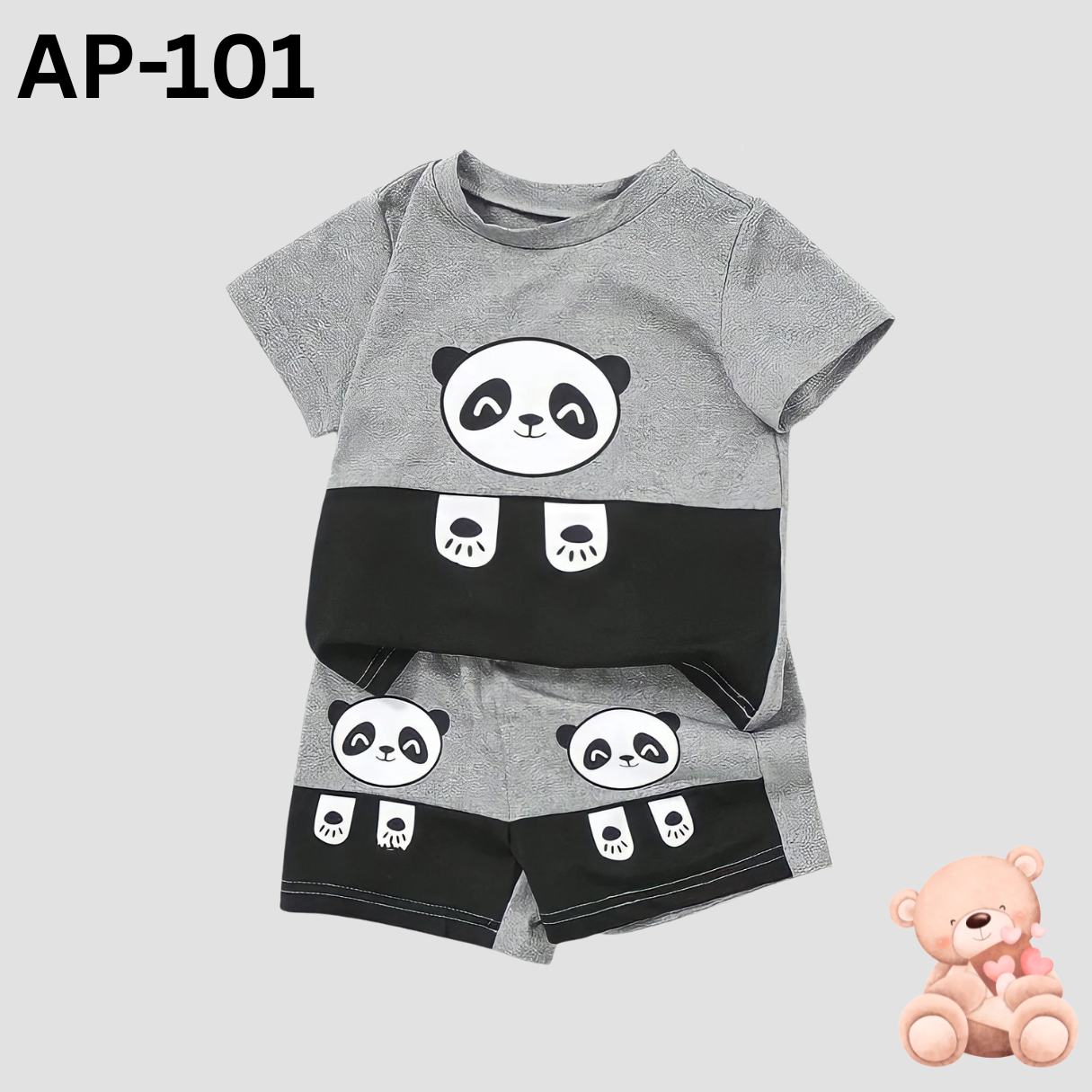Panda short sleeve T-shirt set For baby boys and girls