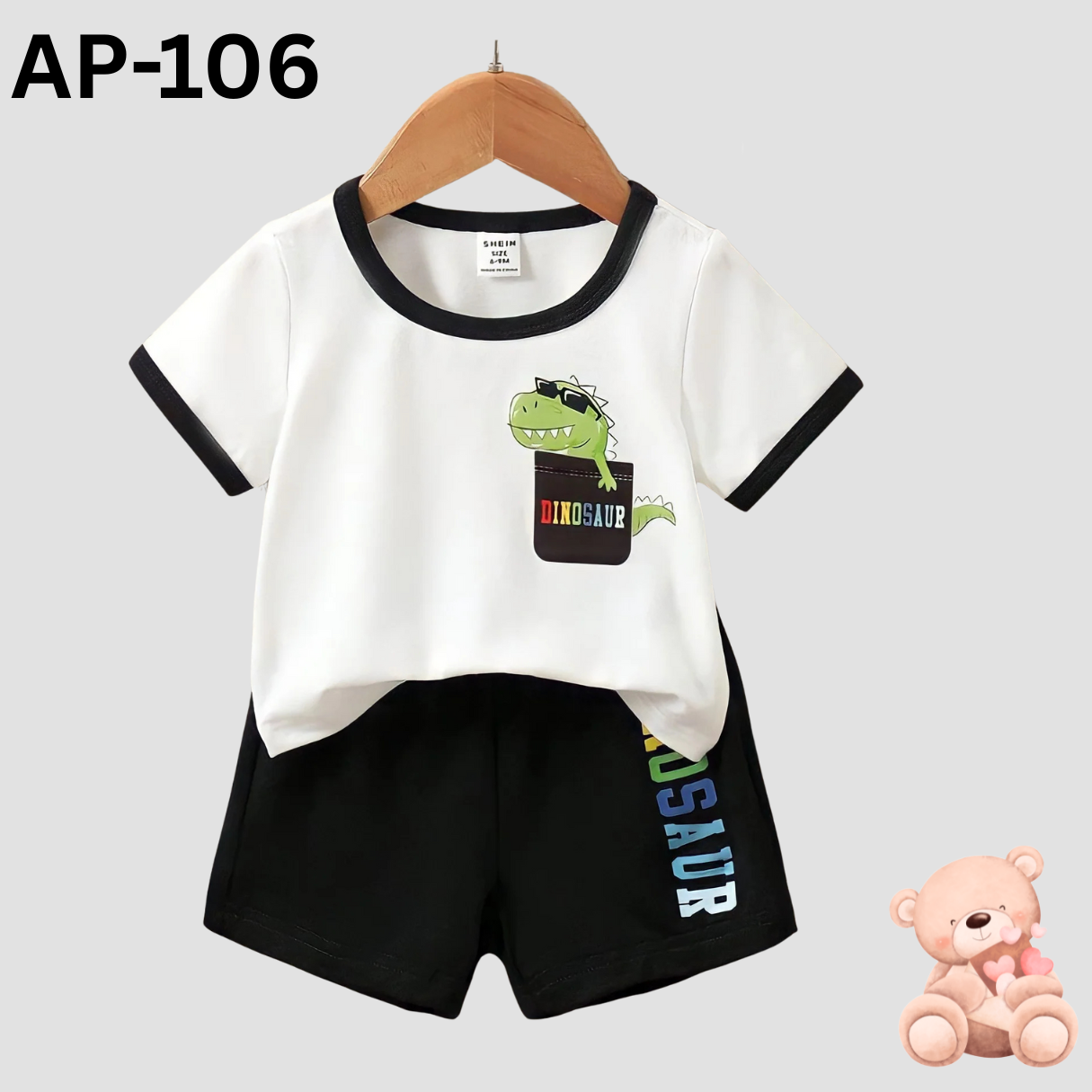 Dinosour short sleeve T-shirt set For baby boys and girls