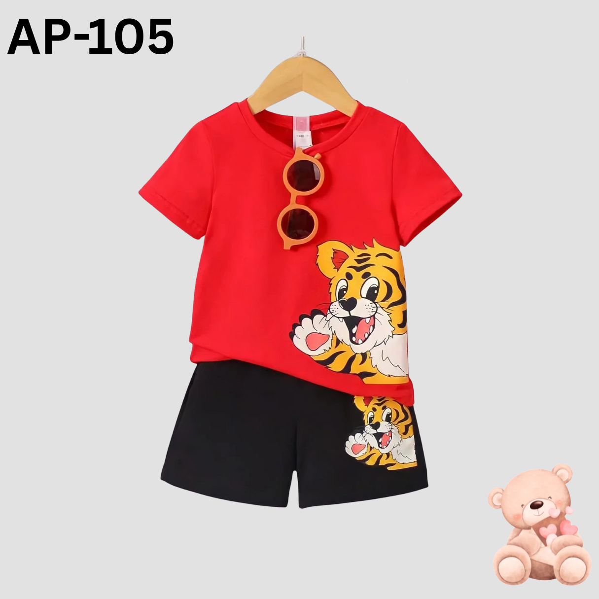 Tiger short sleeve T-shirt set For baby boys and girls
