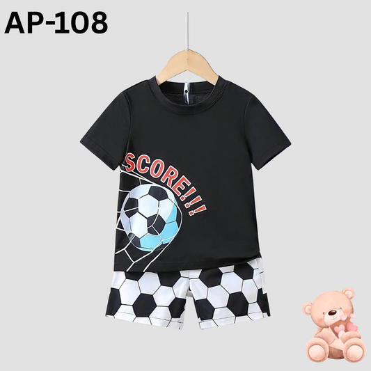 Score sleeve T-shirt set For baby boys and girls