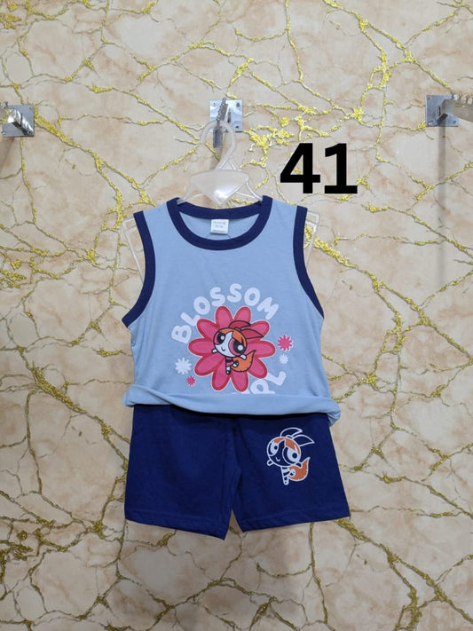 Baby Sleeveless T-Shirt Set(Sky Blue)