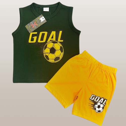 Baby sleeveless t-shirt set (Yeallow and  Ash Black)