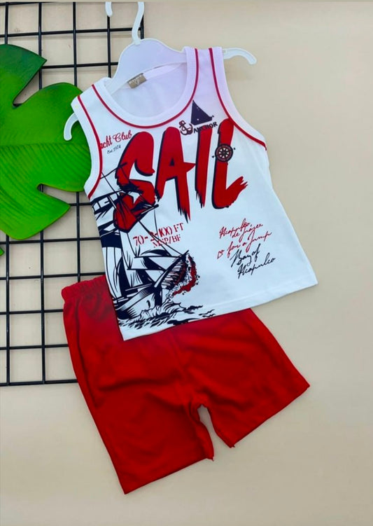 Baby  Sleeveless T-Shirt Set(white and Paste)